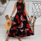 Women's fashionable and elegant round neck strapless waist belt plus long dress