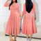 Beautiful women's fashionable and elegant cross V-neck long sleeved mid length dress
