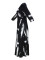 New women's fashionable and elegant cross V-neck 7-inch sleeve printed waist cinching dress