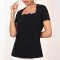 Summer women's fashionable and elegant wavy square neck short sleeved slim fit top
