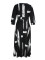 New women's fashionable and elegant cross V-neck 7-inch sleeve printed waist cinching dress