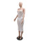 Strap V-neck see through sequin dress, slim fit long skirt with underwear, women's clothing