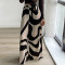 Women's Fashion Casual Stripe Printed Elastic Waist Straight Tube Large Pants