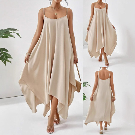 Summer women's fashionable and elegant irregular hem camisole plus size dress