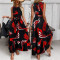 Women's fashionable and elegant round neck strapless waist belt plus long dress