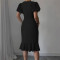 Women's fashionable and elegant round neck ruffle hem plus plus size mid length dress