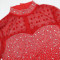 Hot rhinestone mesh long sleeved patchwork waist cinching slit dress for women, slim fit long dress for women