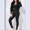 Women's new casual sports vest long sleeved zipper jacket three piece set