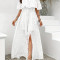 Beautiful women's fashionable and elegant one shoulder slit long jacquard dress