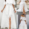 Beautiful women's fashionable and elegant one shoulder slit long jacquard dress