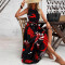 Women's fashionable and elegant round neck strapless waist belt plus long dress