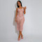 Strap V-neck see through sequin dress, slim fit long skirt with underwear, women's clothing