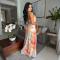 Strap up sexy top paired with slim fit wide leg pants, fashionable two-piece set for women