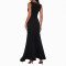 Women's fashionable and elegant V-neck ruffle edge irregular hem plus size long dress