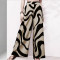 Women's Fashion Casual Stripe Printed Elastic Waist Straight Tube Large Pants