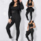 Women's new casual sports vest long sleeved zipper jacket three piece set