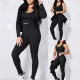 Women's new casual sports vest long sleeved zipper jacket three piece set