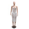 Strap V-neck see through sequin dress, slim fit long skirt with underwear, women's clothing