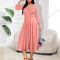 Beautiful women's fashionable and elegant cross V-neck long sleeved mid length dress