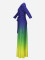 Women's fashionable and elegant V-neck gradient 7-point cuff waist belt high waist plus size dress