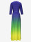 Women's fashionable and elegant V-neck gradient 7-point cuff waist belt high waist plus size dress