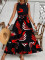 Women's fashionable and elegant round neck strapless waist belt plus long dress