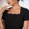 Summer women's fashionable and elegant wavy square neck short sleeved slim fit top