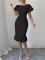 Women's fashionable and elegant round neck ruffle hem plus plus size mid length dress