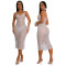 Strap V-neck see through sequin dress, slim fit long skirt with underwear, women's clothing