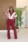 Collar zipper polyester splicing micro flared pants jumpsuit