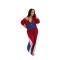 Polyester+denim splicing sports pants set, two-piece set with 4 pockets