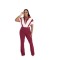 Collar zipper polyester splicing micro flared pants jumpsuit