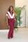 Collar zipper polyester splicing micro flared pants jumpsuit