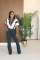 Collar zipper polyester splicing micro flared pants jumpsuit