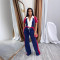 Women's velvet patchwork lapel zipper drawstring short sleeved sports pants set two-piece set