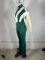 Collar zipper polyester splicing micro flared pants jumpsuit