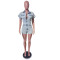 High stretch short sleeved slim fit denim jumpsuit