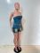 Tight waist, height adjustable, elastic, washed denim, strapless, one shoulder jumpsuit