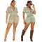 High stretch short sleeved slim fit denim jumpsuit