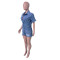 High stretch short sleeved slim fit denim jumpsuit