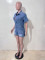 High stretch short sleeved slim fit denim jumpsuit