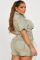 High stretch short sleeved slim fit denim jumpsuit
