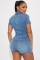 High stretch short sleeved slim fit denim jumpsuit