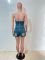 Tight waist, height adjustable, elastic, washed denim, strapless, one shoulder jumpsuit