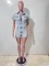 High stretch short sleeved slim fit denim jumpsuit