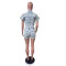 High stretch short sleeved slim fit denim jumpsuit