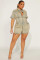 High stretch short sleeved slim fit denim jumpsuit