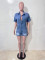 High stretch short sleeved slim fit denim jumpsuit