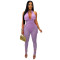 Women's two-piece set, deep V-neck sleeveless tight vest, pocket mesh pants, workwear style set