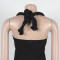 High waisted design woven style suspender sleeveless loose straight tube jumpsuit